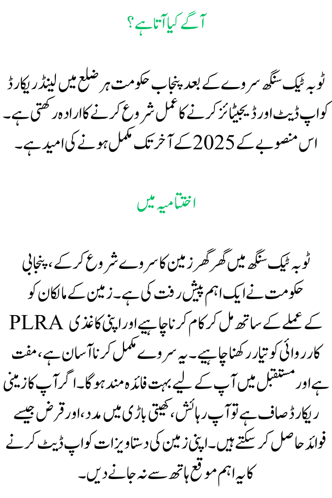 Door-to-door Punjab Land Record Survey in Toba Tek Singh 2025 starts